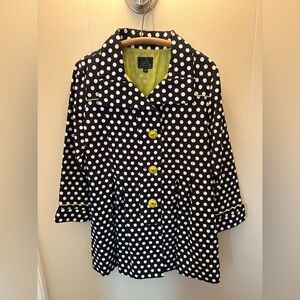SUPER CUTE! Black and White Polka Dot Jacket/Coat with Lime Green Accents